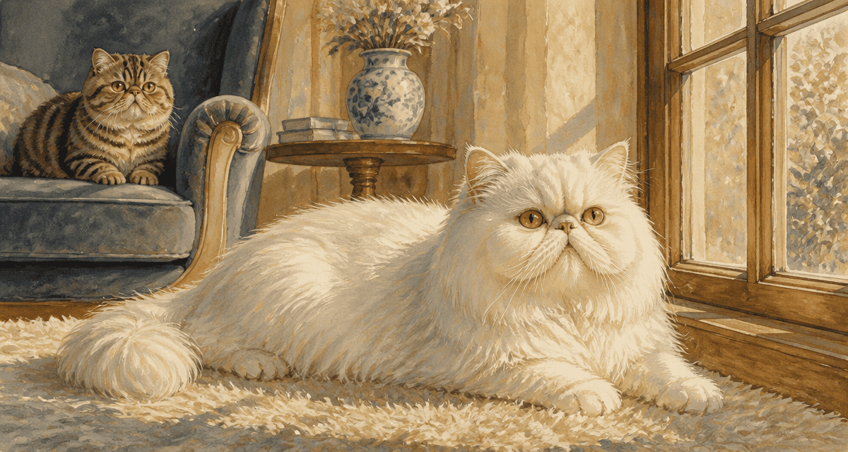 chat nez écrasé persan et exotic shorthair dans salon