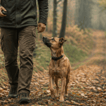 Collier de rappel chien sans laisse en forêt