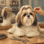 coupe pour shih tzu avec accessoires de toilettage
