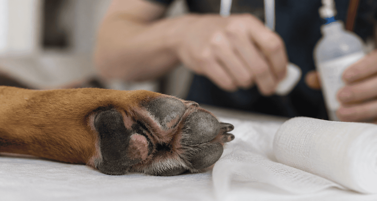 coussinet chien arraché repousse sur table vétérinaire