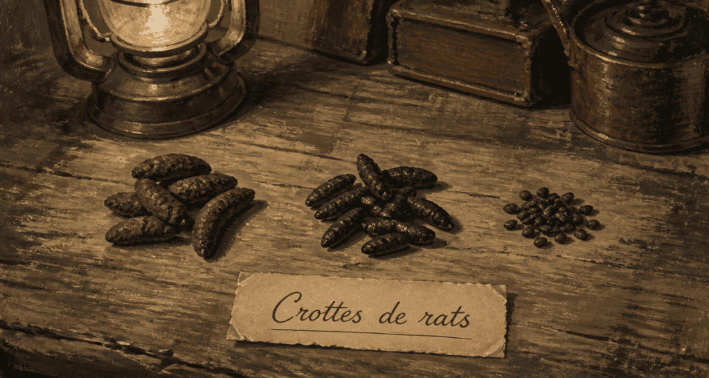 crottes rats sur table comparaison souris