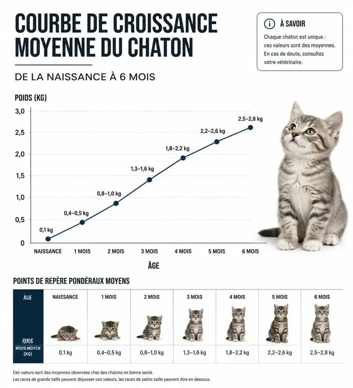 Courbe de croissance et poids d un chaton de la naissance à 6 mois