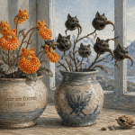 fleur en forme de chat en pot calceolaria et martynia
