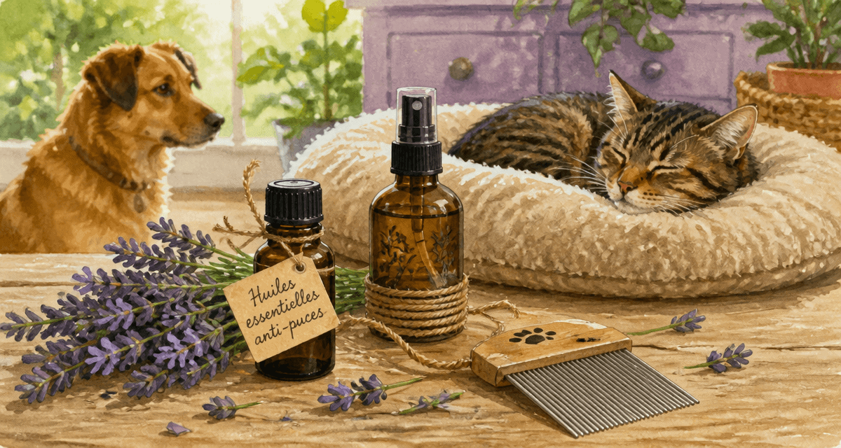 huiles essentielles contre les puces chat chien