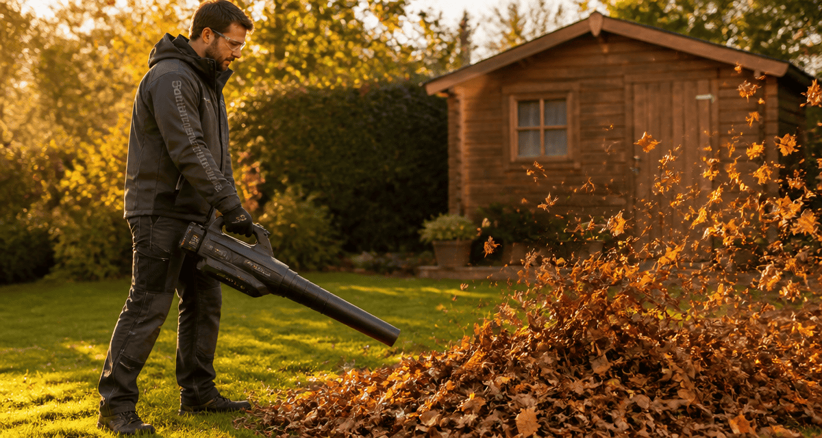 meilleur souffleur sur batterie utilisé dans un jardin