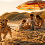 plage autorisée aux chiens chien heureux sur le sable