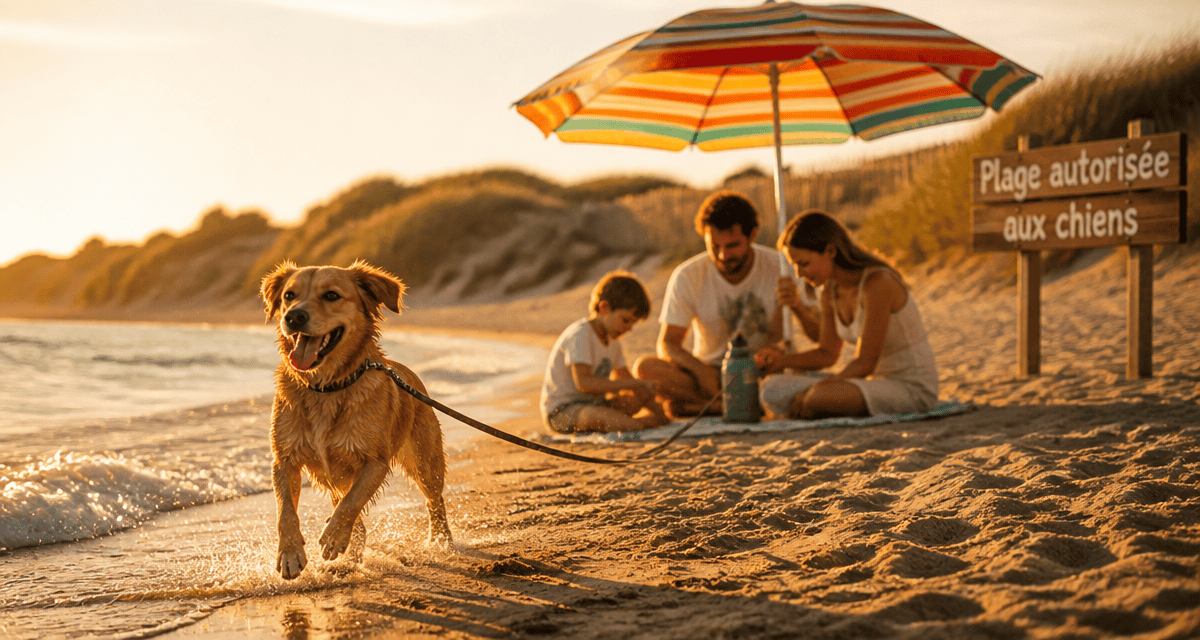 plage autorisée aux chiens chien heureux sur le sable