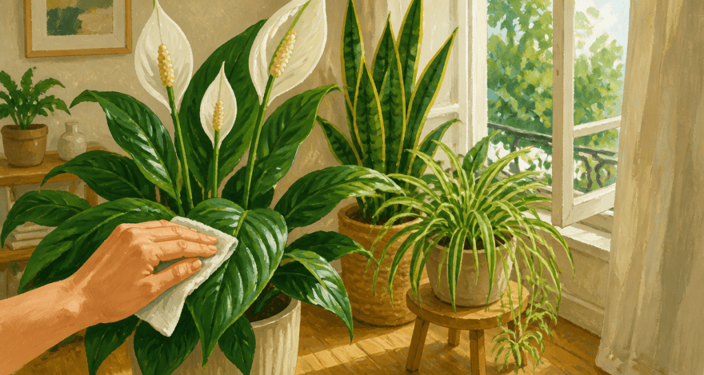 plantes d'interieur depolluante près fenêtre