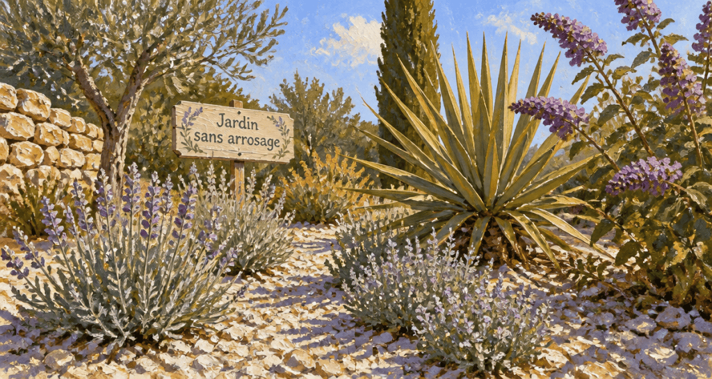 plantes plein soleil sans arrosage dans un jardin méditerranéen
