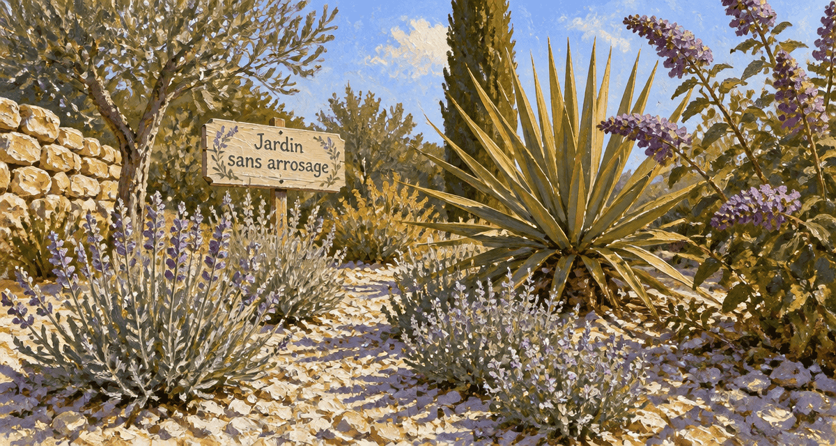 plantes plein soleil sans arrosage dans un jardin méditerranéen