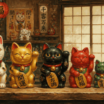 Porte bonheur chat Maneki Neko multicolore