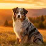 berger australien bleu merle assis prairie
