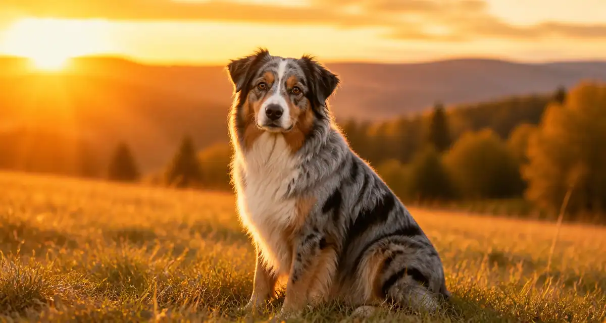 berger australien bleu merle assis prairie