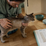 Chat maigre : évaluer la silhouette, vétérinaire palpe les flancs