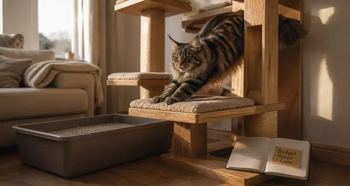 Maine Coon inconvénient : arbre à chat et litière avant adoption