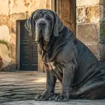 matin de naple chien assis porche pierre