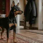 Pinscher nain caractère attentif dans un salon