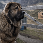 Berger caucase geant, chien protecteur massif devant clôture bois