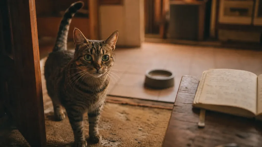 Bruit de chat : chat domestique ronronnant dans un salon