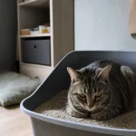 Chat malade qui se couche dans sa litière : douleur ou urgence vétérinaire