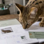 Chat rare sur table, documents d’élevage et identification LOOF
