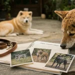 Chien asiatique : Shiba Inu près d’un carnet de sélection