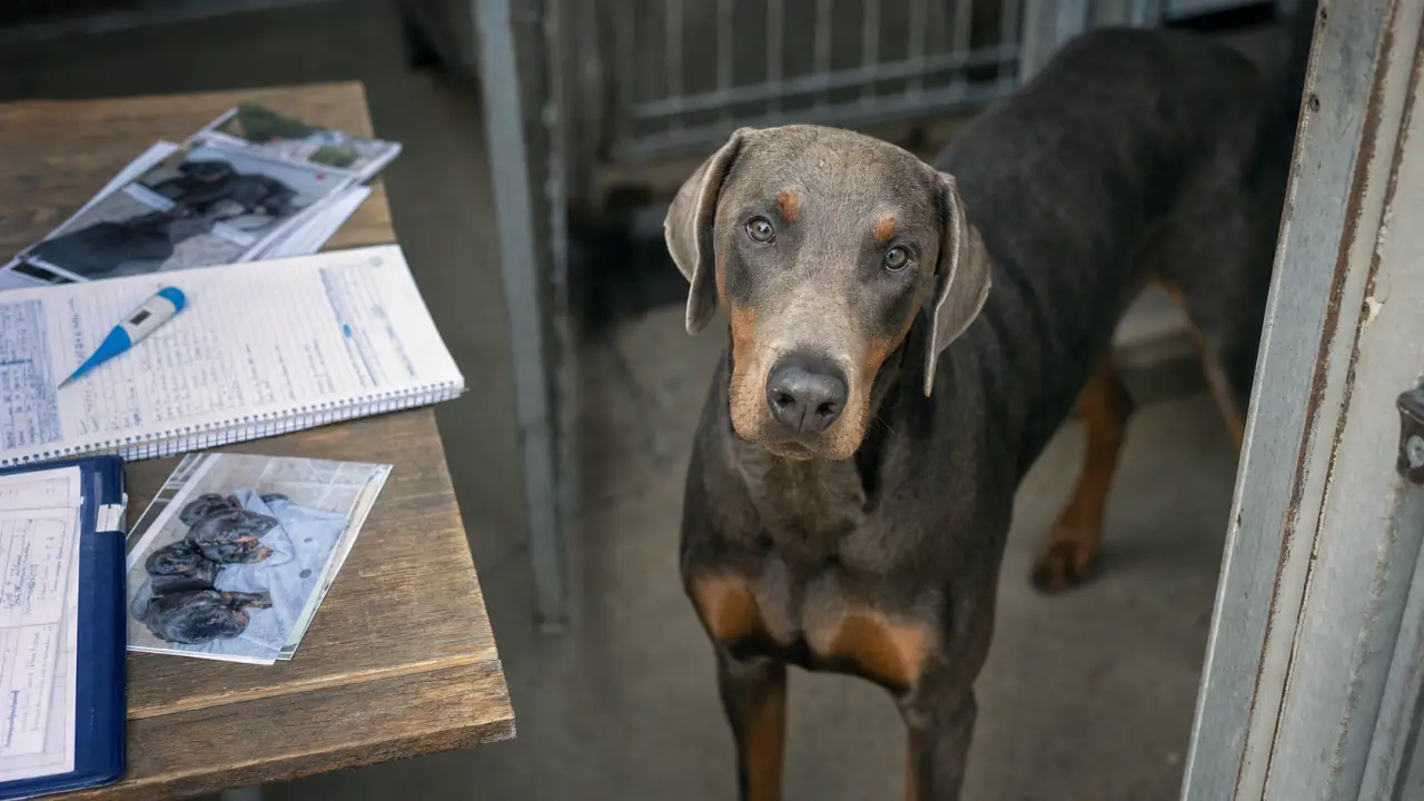 Doberman gris bleu ardoise, poil court : robe rare et dilution