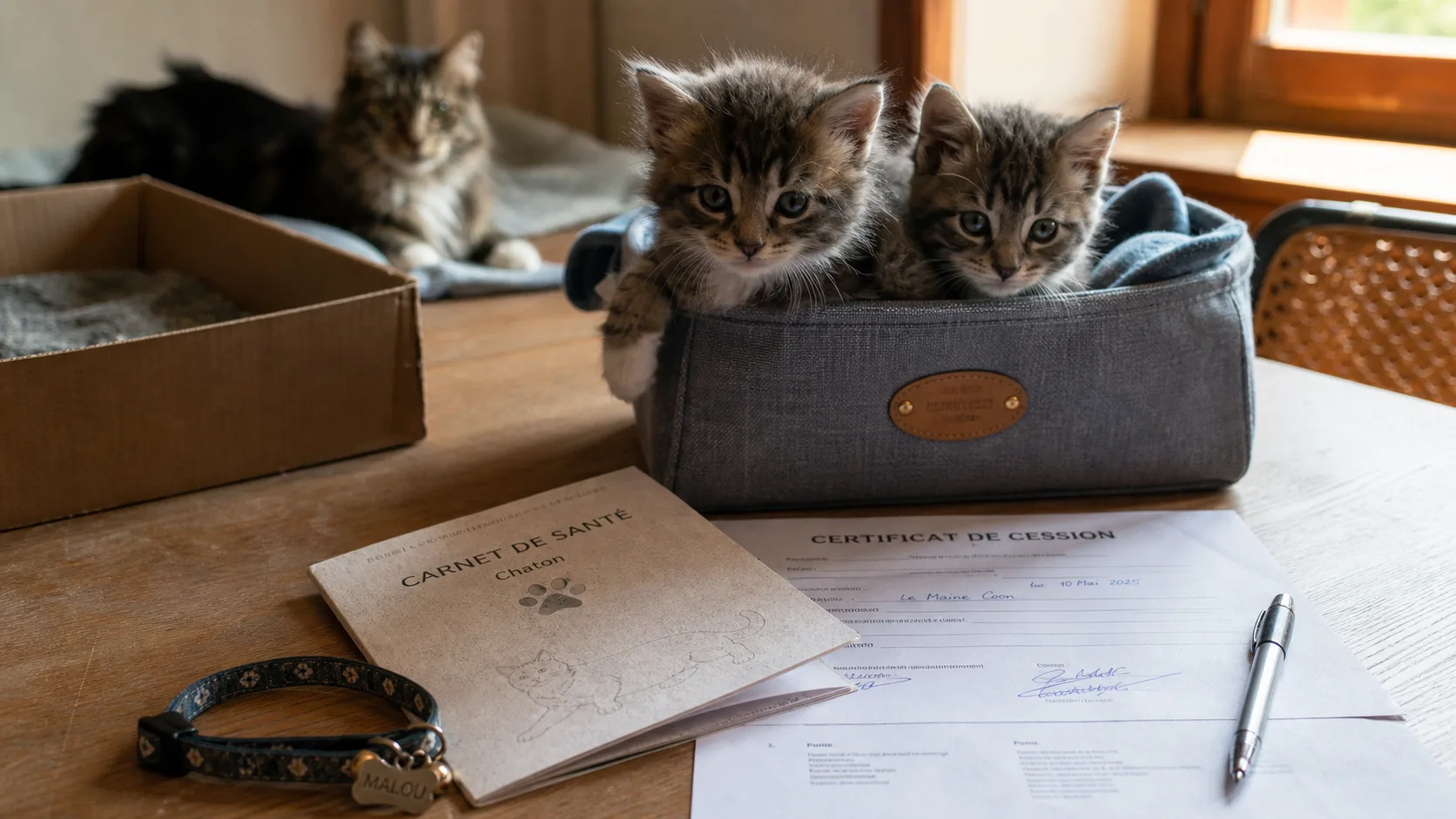 Donner des chatons : carnet de santé et certificat de cession avec chatons