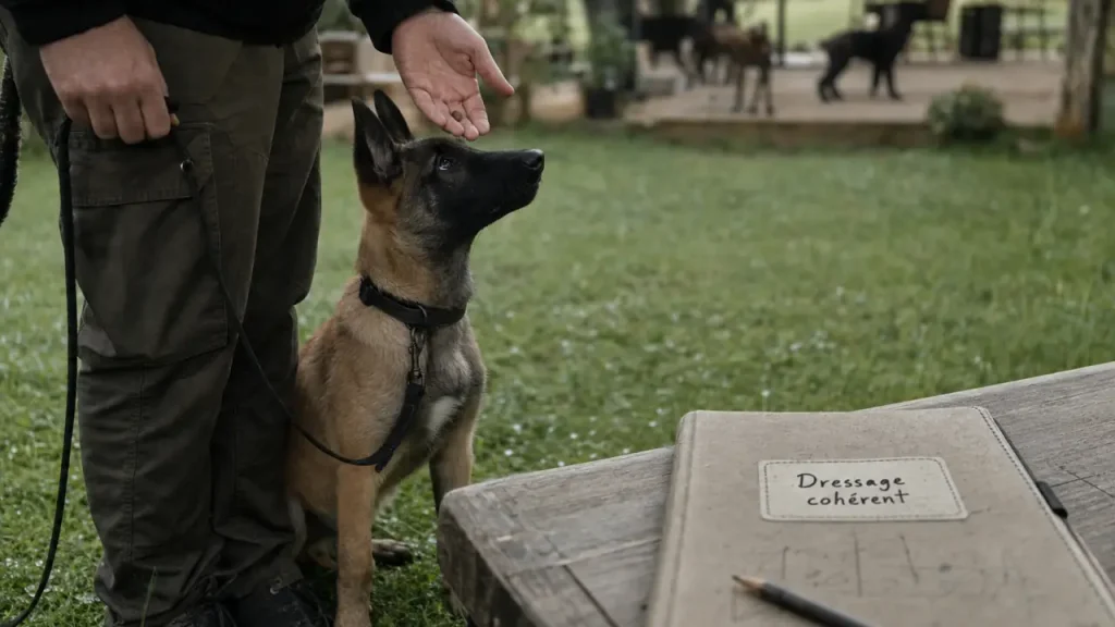 Dressage du malinois dès 8 semaines : chien au pied, ordres de base