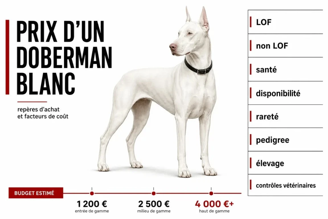Doberman blanc prix : comparatif éditorial des critères d’achat et des tarifs