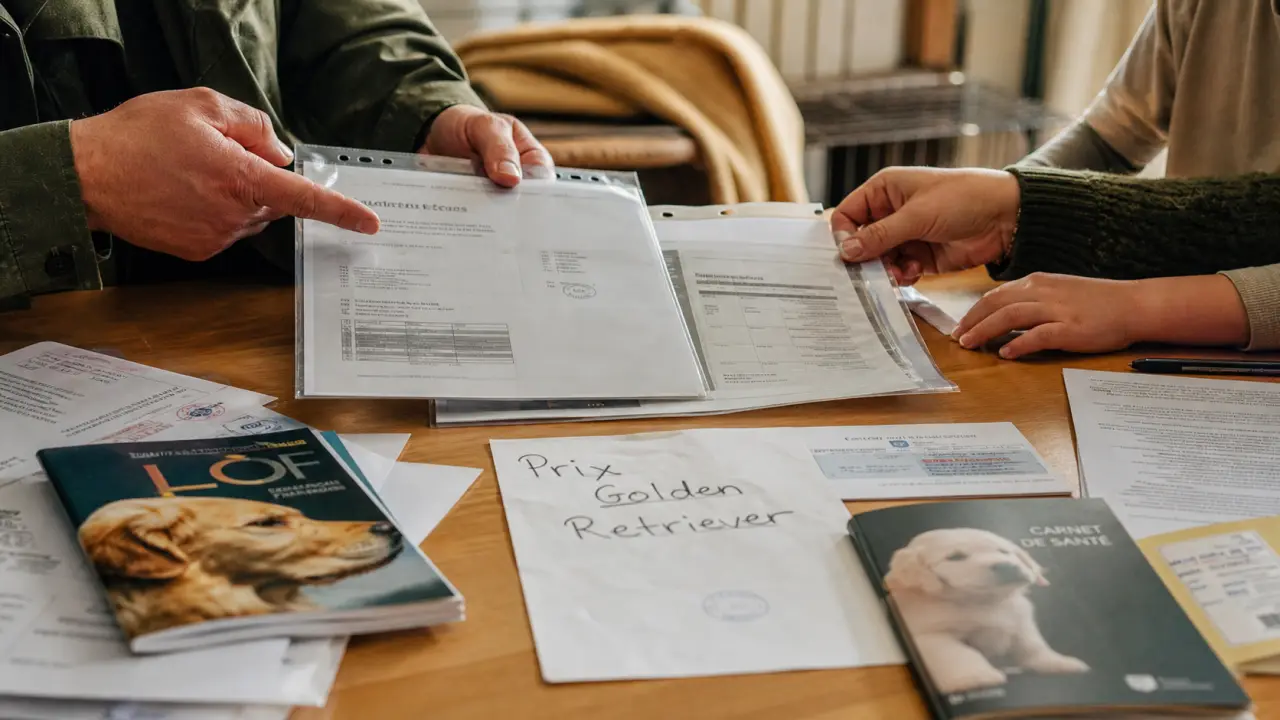 Golden retriever, carnet de santé et documents