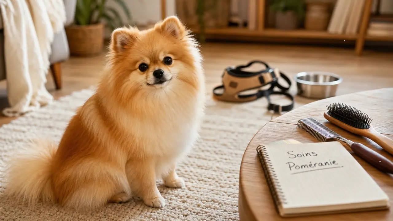 Loulou chien Poméranie orange crème, double pelage, brosse à sous-poil