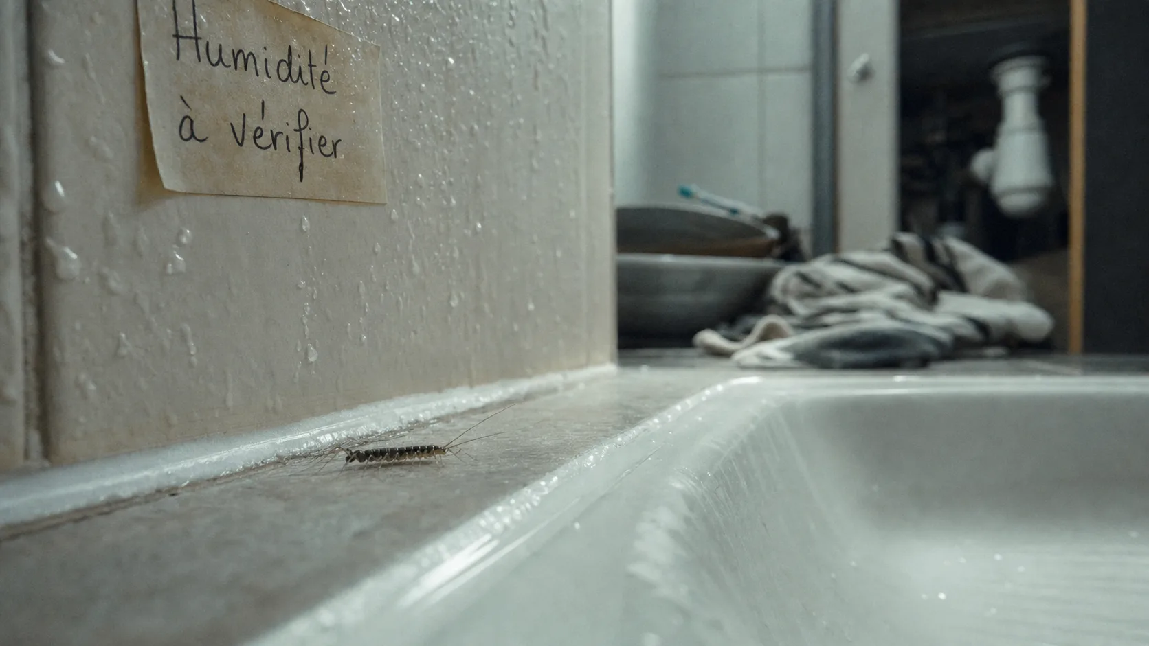 Mille pattes dans la maison : signe d’humidité près de la douche