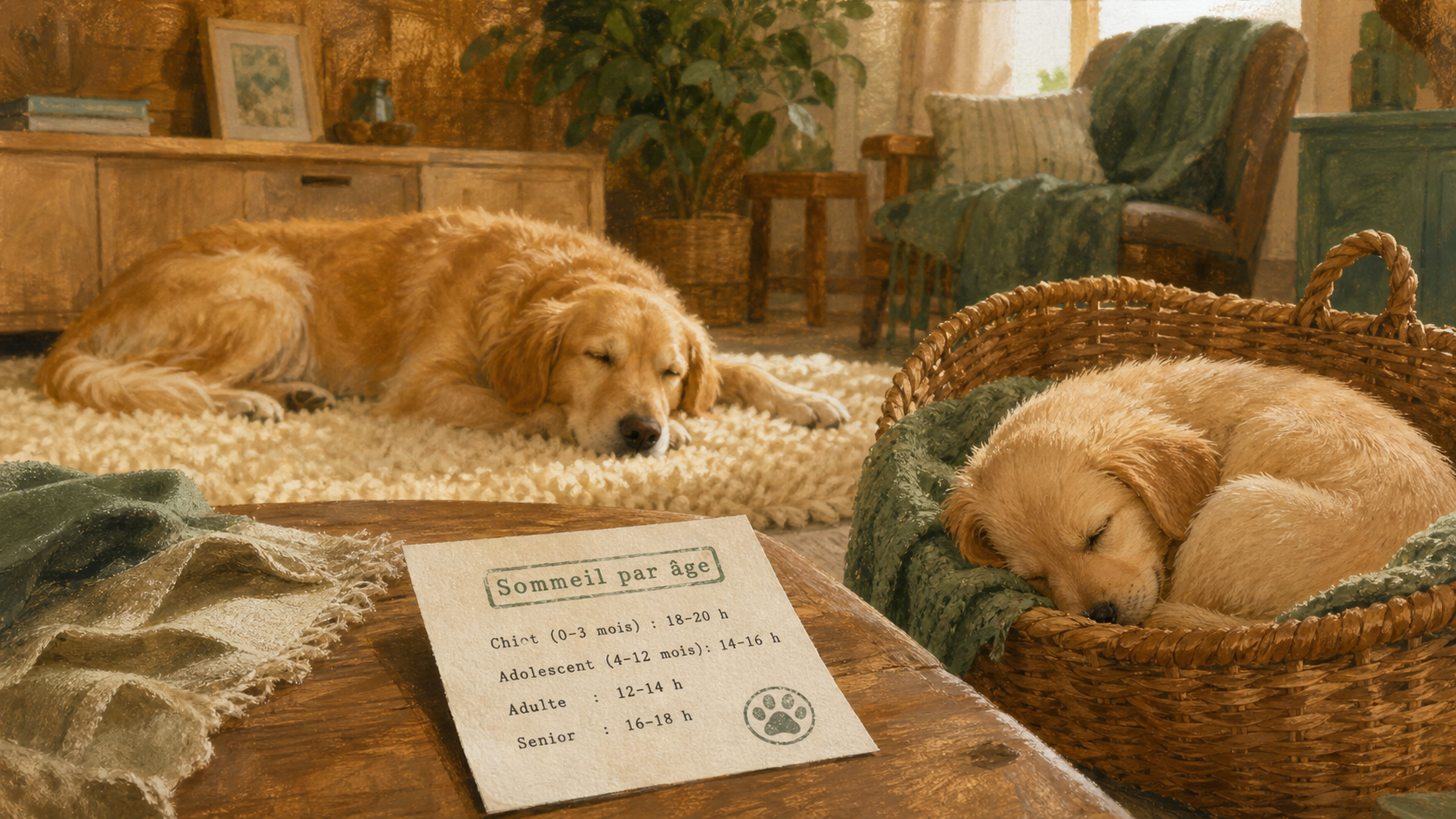 Un chien dort combien d'heures par jour : chiot, adulte et senior