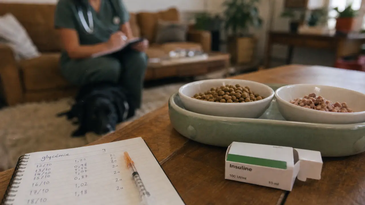 Alimentation chien diabétique : gamelle, fibres et mesures de glycémie