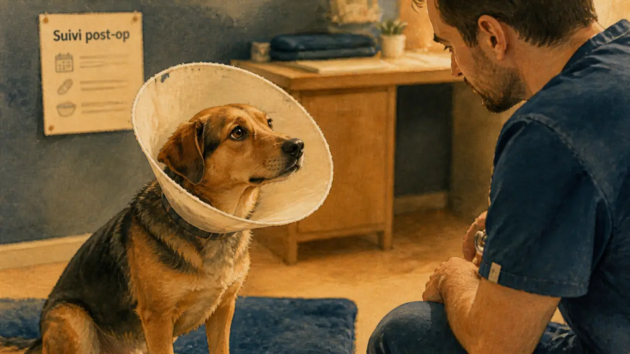 Chienne en consultation : comportement chienne après stérilisation et suivi post-op