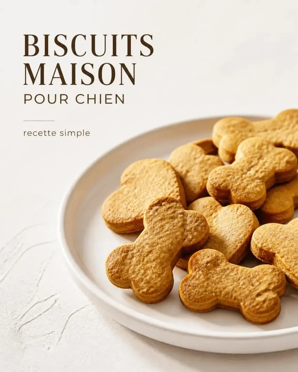 Biscuit pour chien maison dorés et appétissants sur une assiette sobre