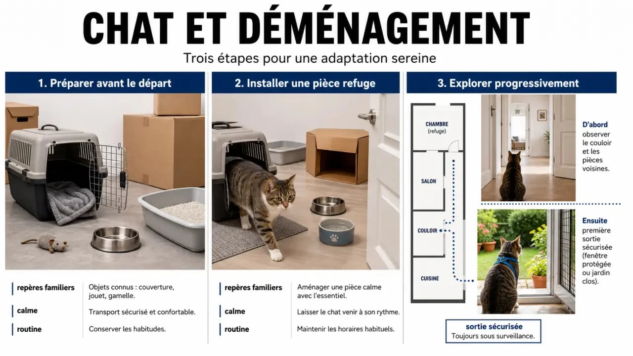 Adaptation chat nouvelle maison : étapes avant, pendant et après le déménagement