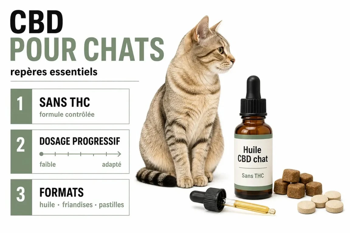 CBD pour chats : illustration éditoriale sur les formats, le dosage et la sécurité