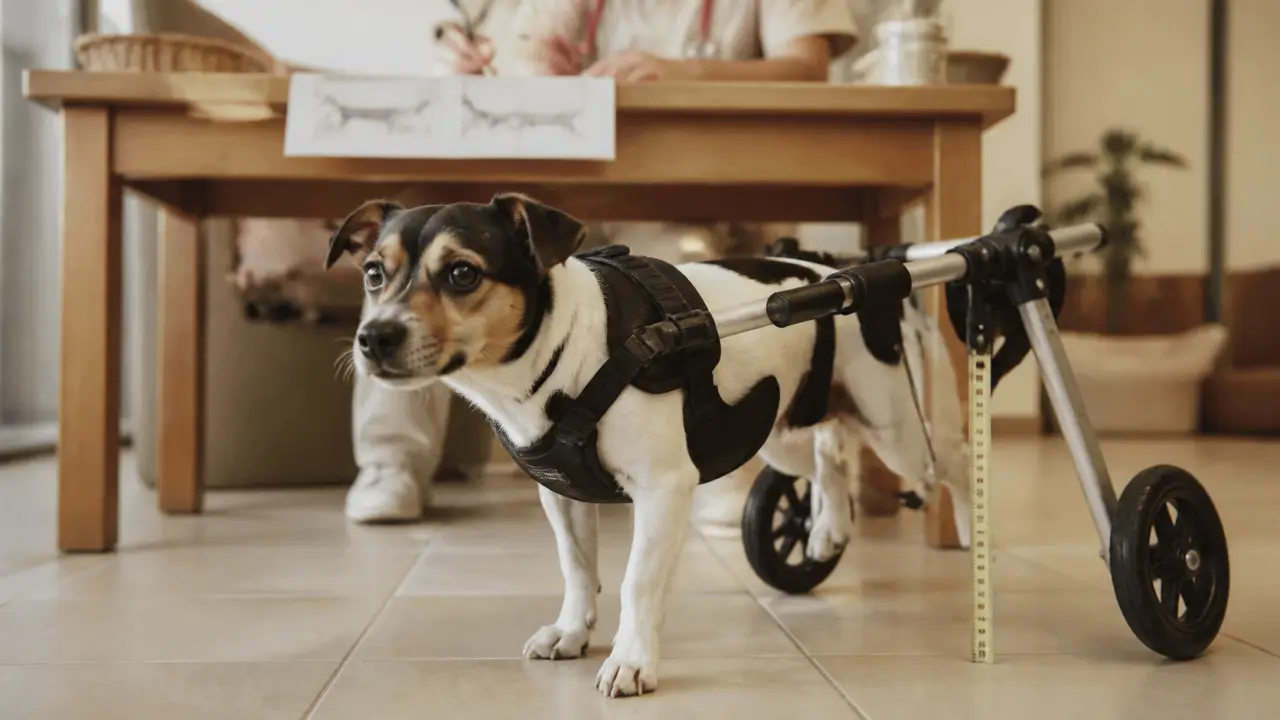 Fauteuil roulant pour chien à deux roues, mesure du train arrière