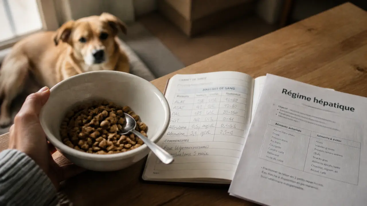 Probleme foie chien alimentation : ration hépatique, croquettes pour chien