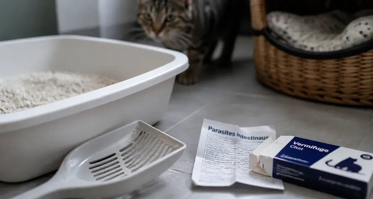 Vers de chat dans la maison : litière et vermifuge, notice parasites intestinaux