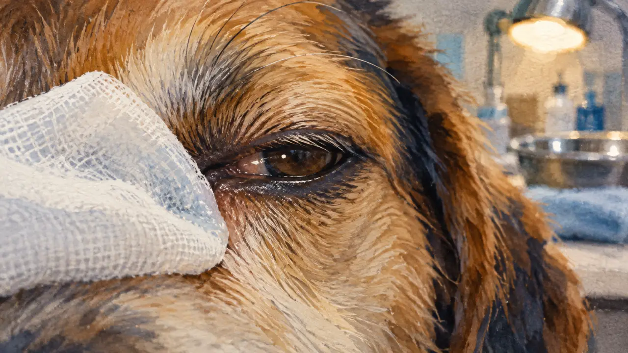 Conjonctivite chien : traitement maison, nettoyage doux à la compresse stérile