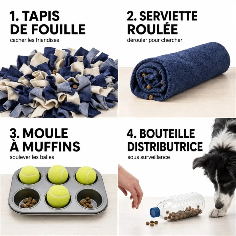 Jeu de stimulation pour chien fait maison : quatre idées DIY et règles de sécurité