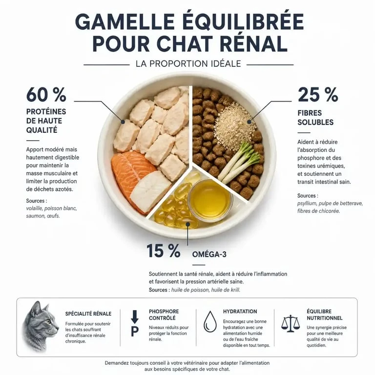 Composition d'un repas maison pour chat insuffisant rénal