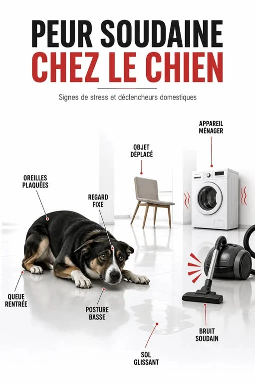 Mon chien a soudainement peur dans la maison : signes de stress et déclencheurs domestiques