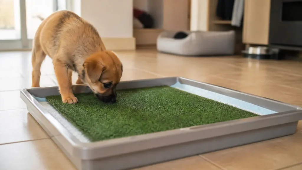 Litiere pour chien fait maison : bac étanche et gazon synthétique