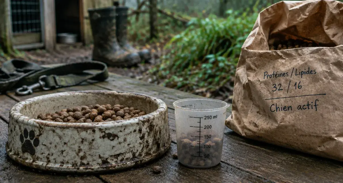Croquettes pour chien de chasse : ration, protéines et énergie