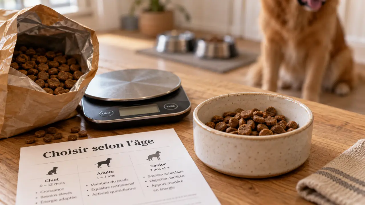 Croquettes ownat chien, sac ouvert et sélection par âge