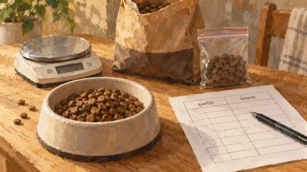 Croquettes pour chien diabétique : repas réguliers